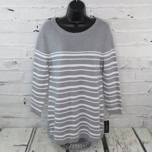 Karen Scott Textured Knit Striped Sweater